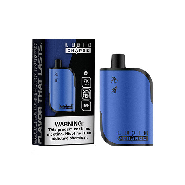 Lucid Charge Disposable 7000 Puffs 14mL 50mg Sour Blueberry Punch with Packaging