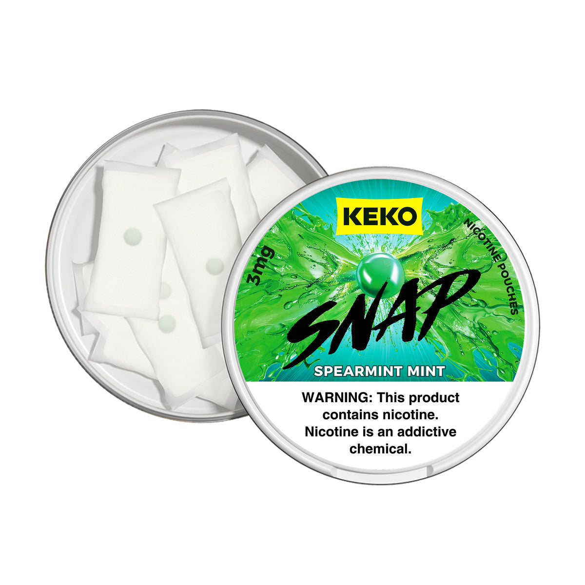KEKO "SNAP" - Spearmint Mint - Nicotine Pouch (15 Count)