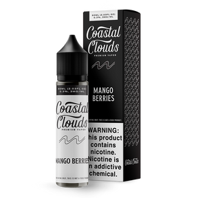 Coastal Clouds Mango Berries 60mL E-Liquid featuring tropical mangos, fresh strawberries, and flavorful kiwis in a 70/30 VG/PG blend.