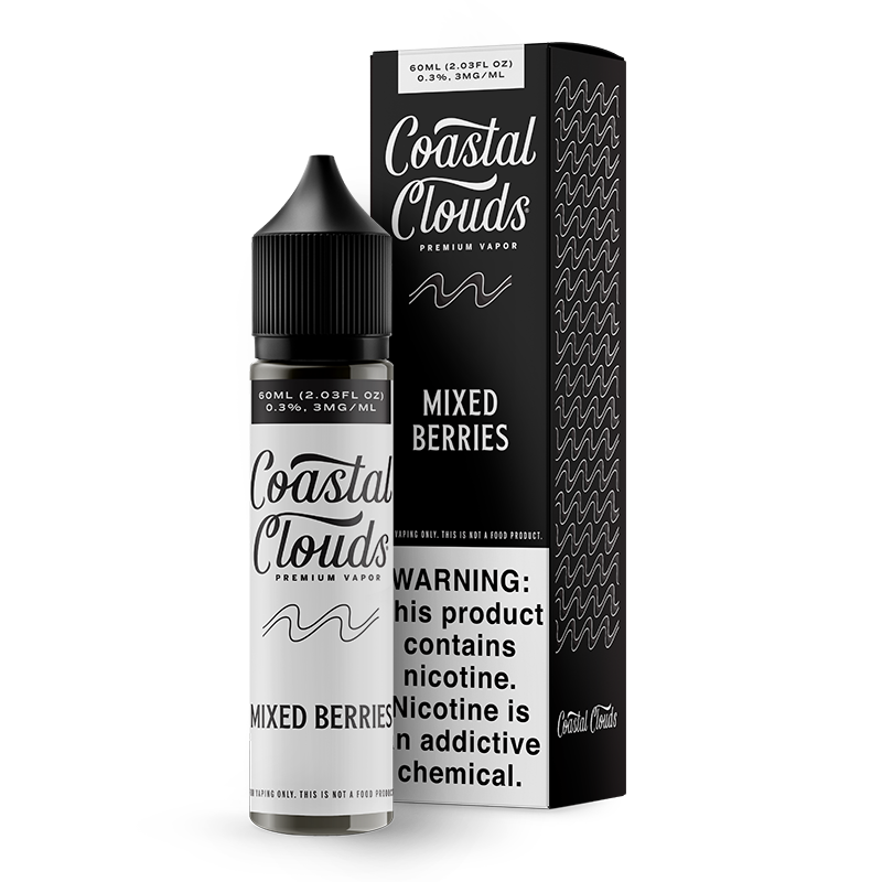 Coastal Clouds Mixed Berries 60mL E-Liquid featuring boysenberries, fresh raspberries, and crisp green apples in a 70/30 VG/PG blend.