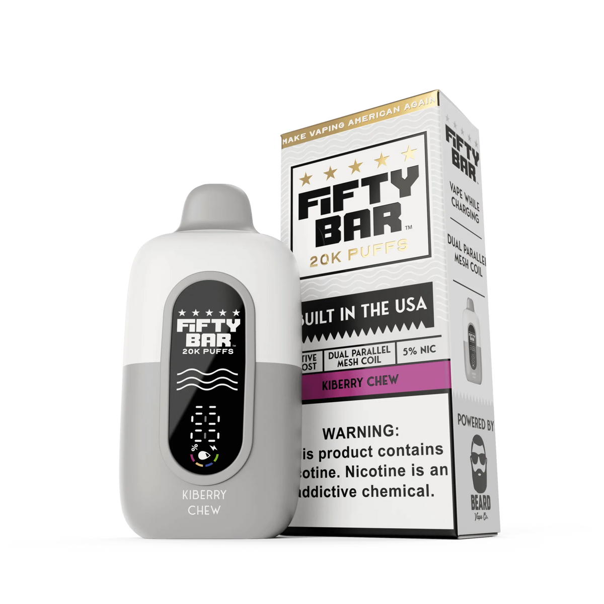 FIFTY BAR "White Series" 20K Puff  Powered By BEARD Vape Co. Disposable Device - 20000 Puffs