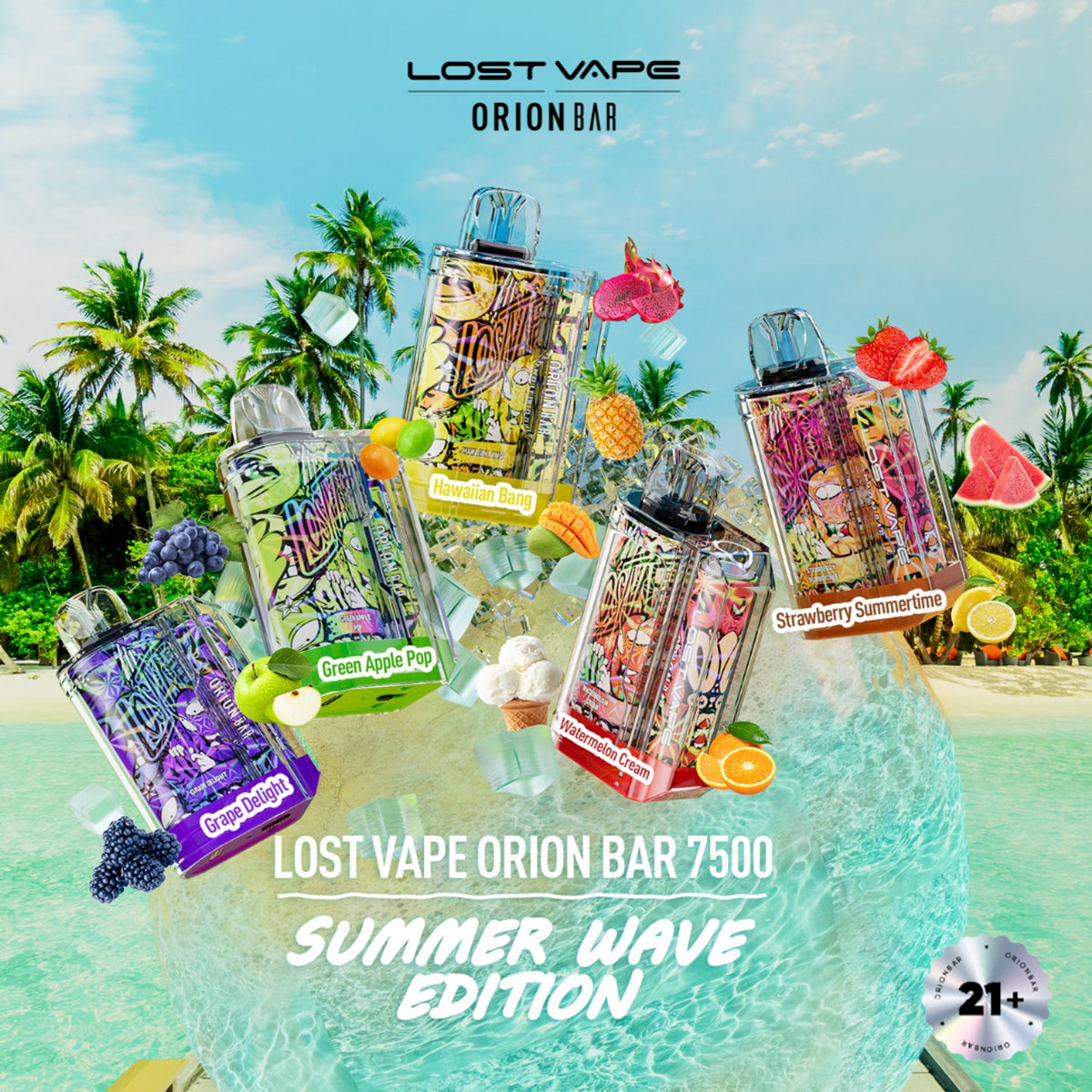 LOST VAPOR ORION BAR 7500 disposable pod device in black, side profile with sleek design