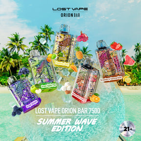 LOST VAPOR ORION BAR 7500 disposable pod device in black, side profile with sleek design