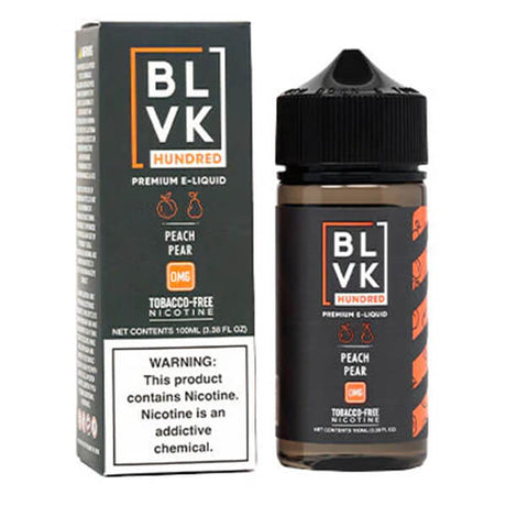 Peach Pear BLVK TFN 100mL 0mg bottle with packaging