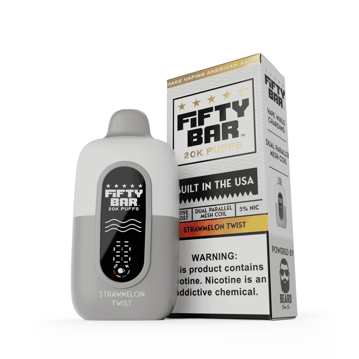 FIFTY BAR "White Series" 20K Puff  Powered By BEARD Vape Co. Disposable Device - 20000 Puffs