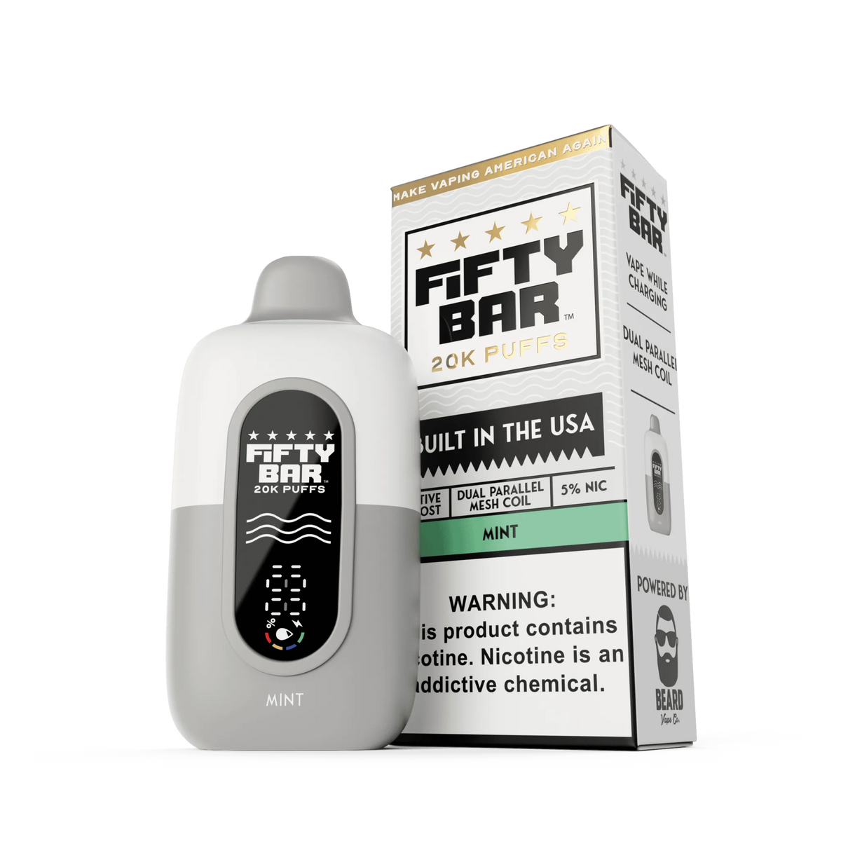 FIFTY BAR "White Series" 20K Puff  Powered By BEARD Vape Co. Disposable Device - 20000 Puffs