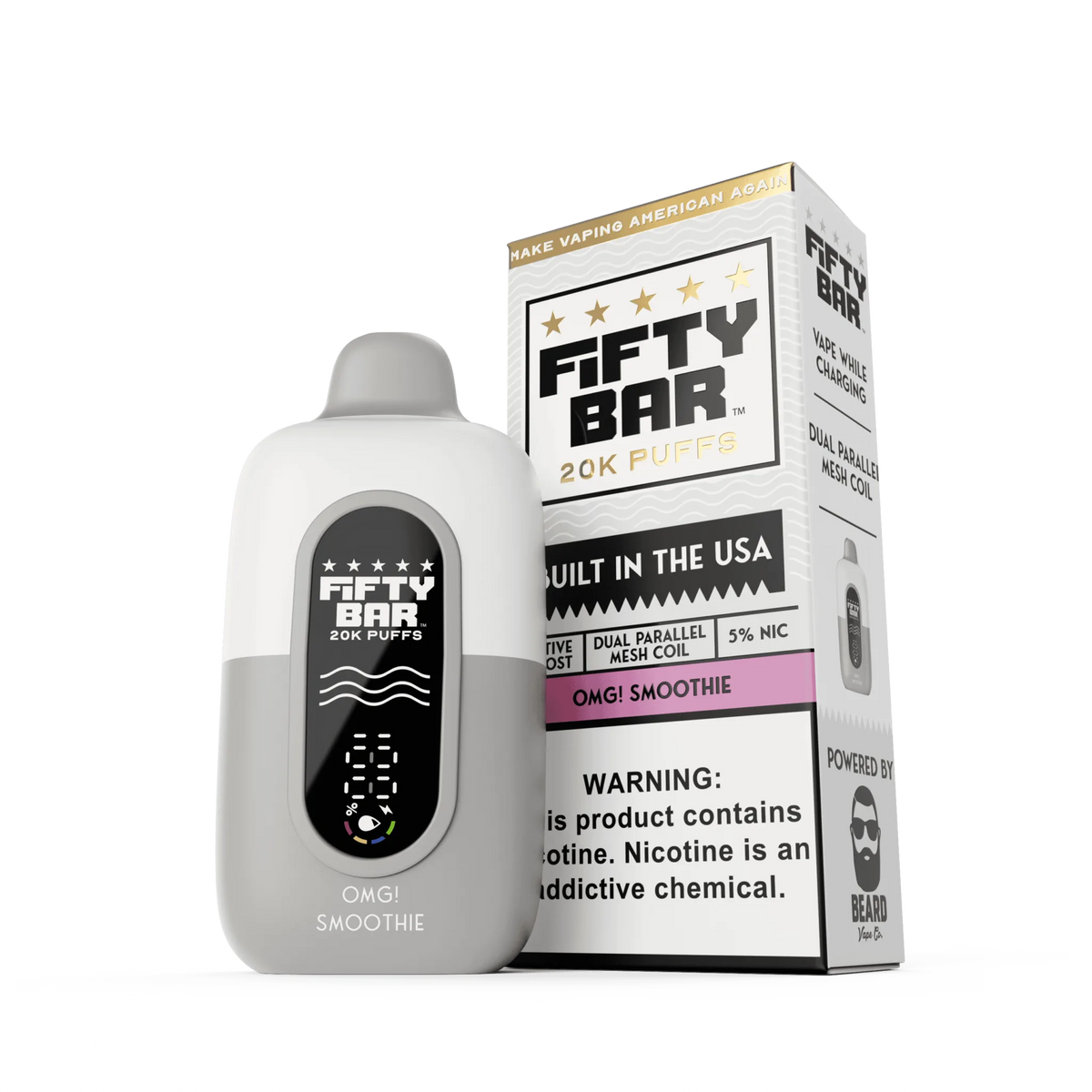 FIFTY BAR "White Series" 20K Puff  Powered By BEARD Vape Co. Disposable Device - 20000 Puffs