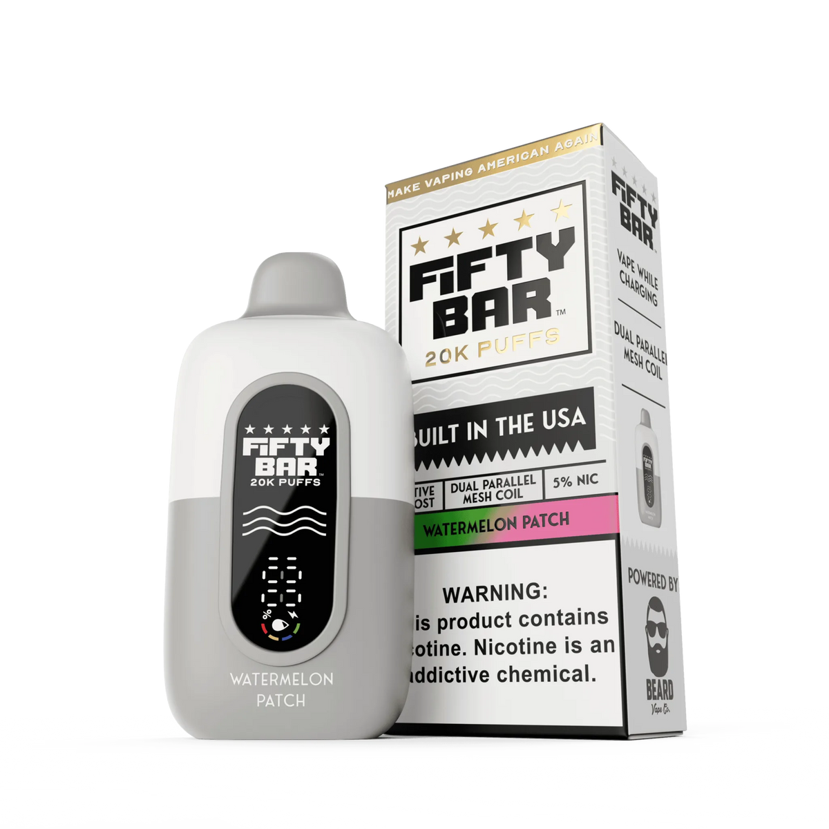 FIFTY BAR "White Series" 20K Puff  Powered By BEARD Vape Co. Disposable Device - 20000 Puffs