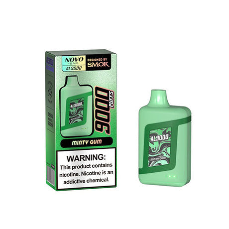 SMOK Novo Bar AL9000 Disposable Minty Gum with packaging