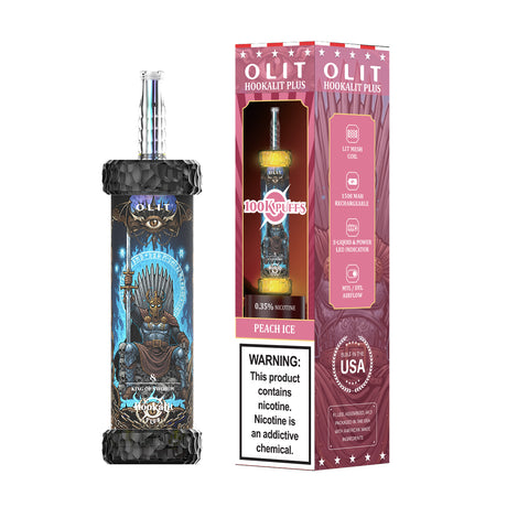 Assembled in USA | OLIT HookaLit PLUS 100K Disposable E-Hookah - 100,000 Puffs